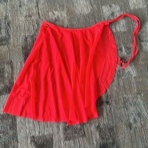 Girls Long Classic Mesh Ballet Skirt - Red, medium